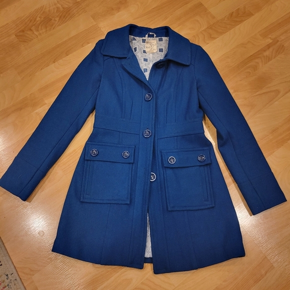 Tulle by Anthropologie Wool blend Pea Coat Blue size XS - Picture 1 of 6